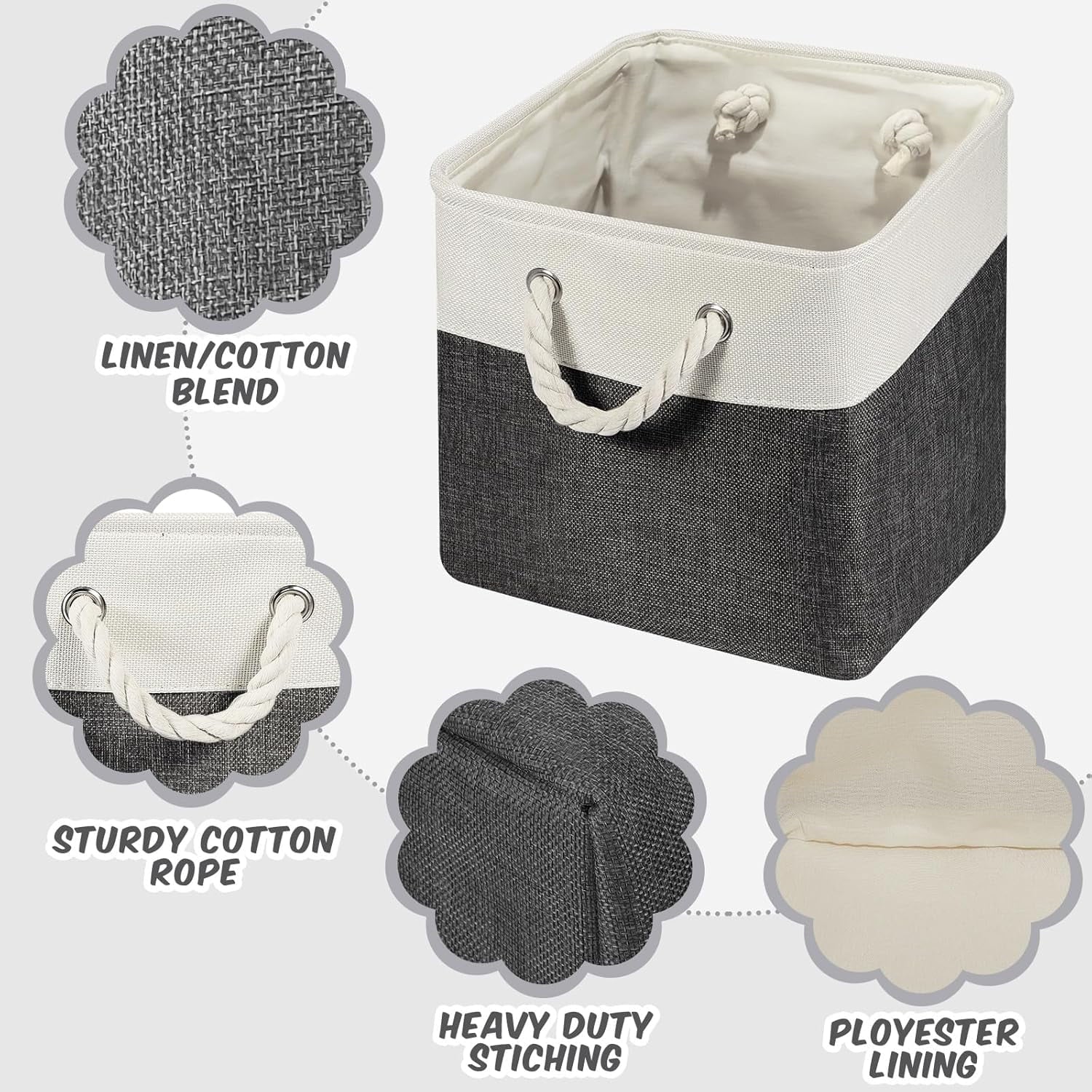 11x11 Inch Fabric Cube Storage Bins Foldable with Handles 7k