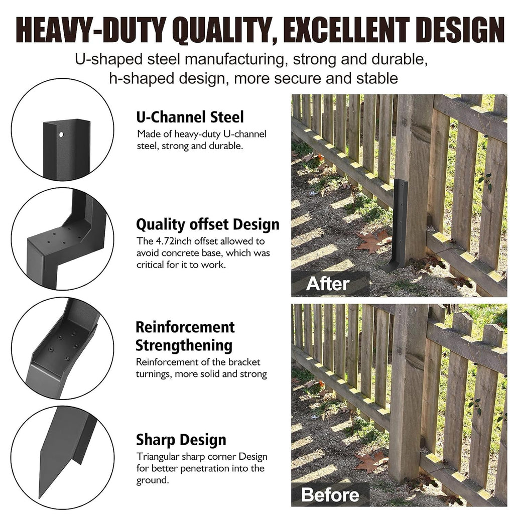 Fence Post Repair Kit Steel Ground Spike 2 Pack a7
