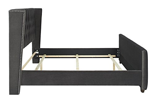 Queen Upholstered Bed Frame Silver Gray a7