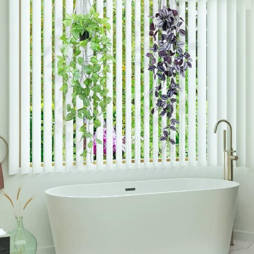 Artificial Hanging Pothos Plant 37.7in Black Pot a7
