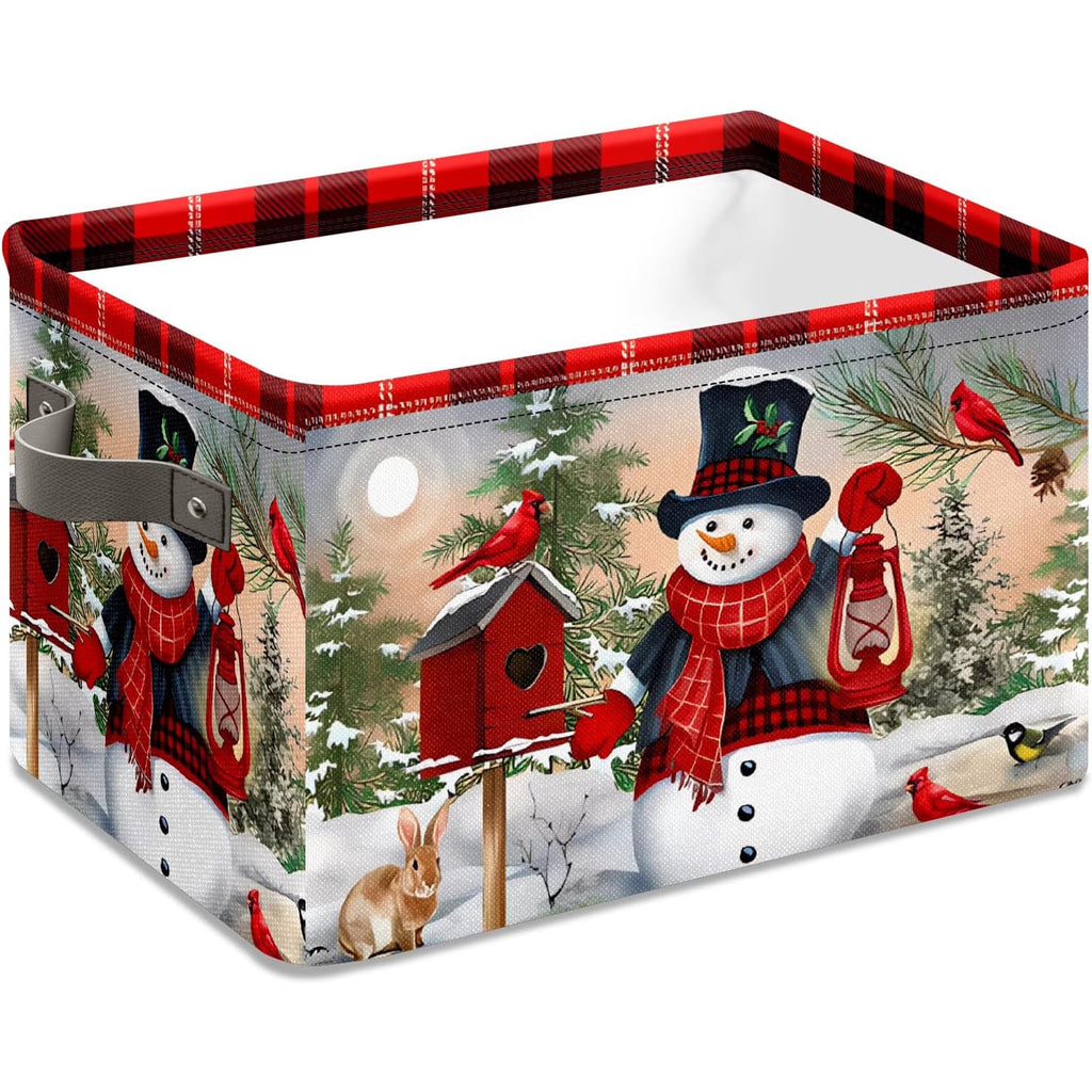 Christmas Snowman Foldable Storage Baskets with Handles 2 Pack k7m