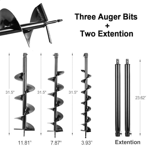 Earth Auger Digger 2200W Gas Powered with 3 Drill Bits 3 Rods k7
