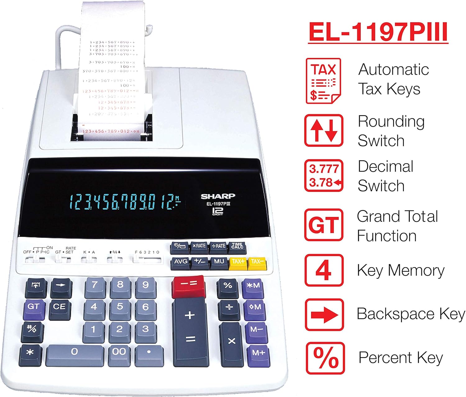 Heavy Duty Color Printing Calculator with Clock Calendar 7k