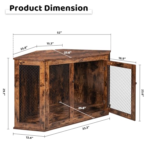 Wooden Dog Crate Furniture with Metal Mesh for Large Dogs a7