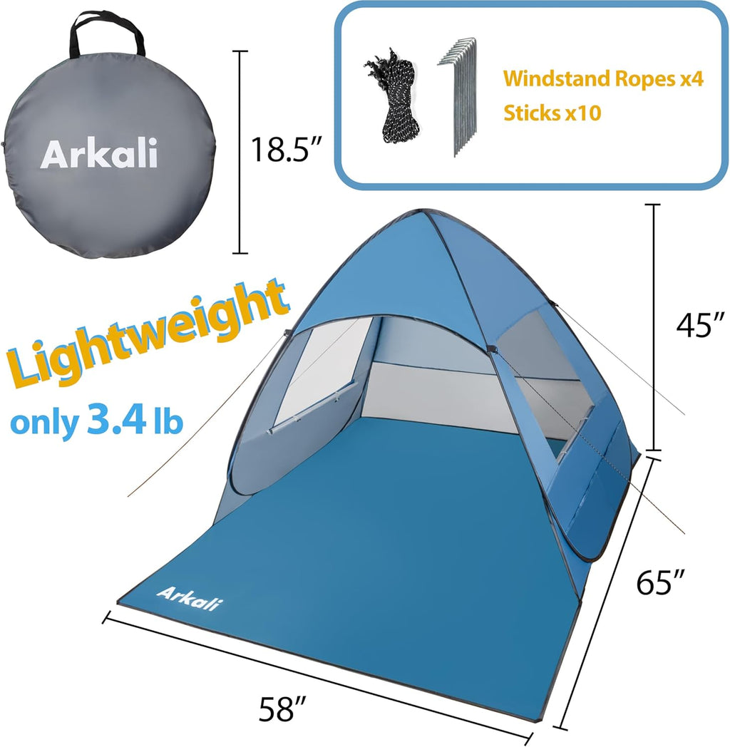 Pop Up Beach Sun Shelter UPF50+ Blue 7k