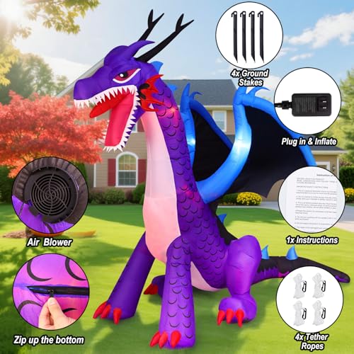 Halloween Inflatable Dragon Yard Decor with LED Lights a7