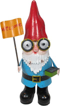 Metal Garden Gnome Statue with Solar Lighted Eyes for Outdoor Decoration, Patio and Lawn Yard Art, Porch Sculpture Ornament, Gift