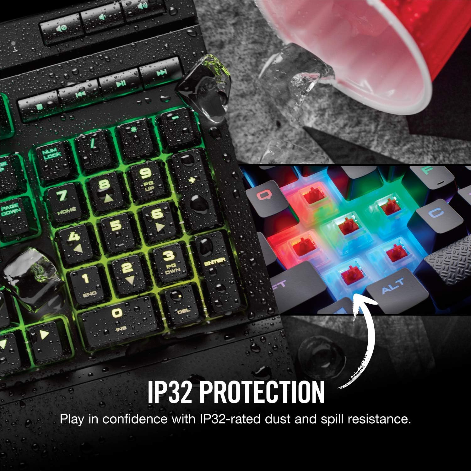 Mechanical Gaming Keyboard RGB Backlit Cherry MX Red Switch Black k7