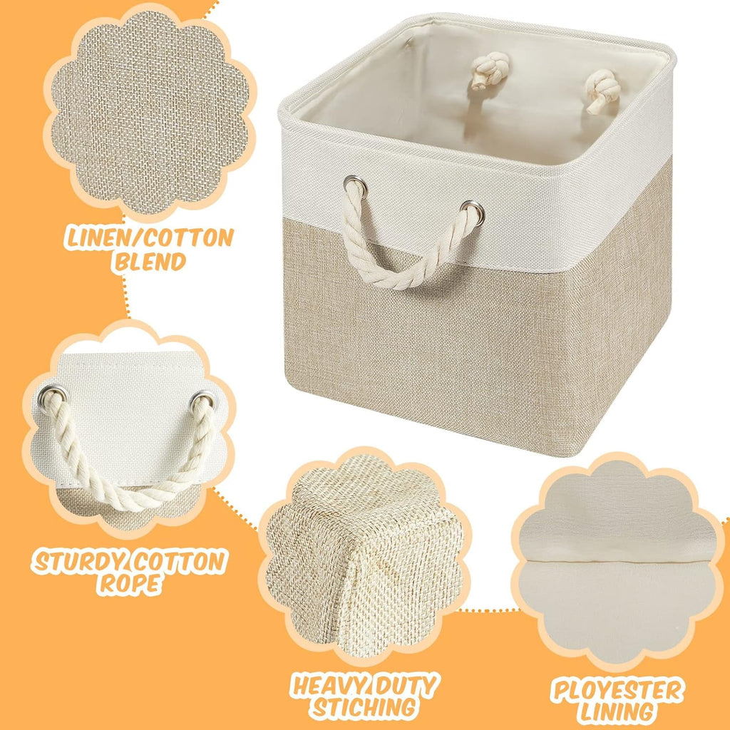 11x11 Inch Fabric Cube Storage Bins Foldable with Handles 7k