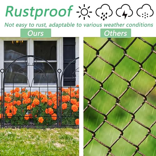 Decorative Garden Fence Border 10 Panels, Rustproof Metal No Dig, Black a7