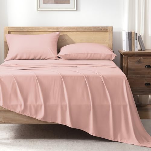 Queen Sheets Set, Cooling Bamboo Bedding, Deep Pocket, Dark Green K7