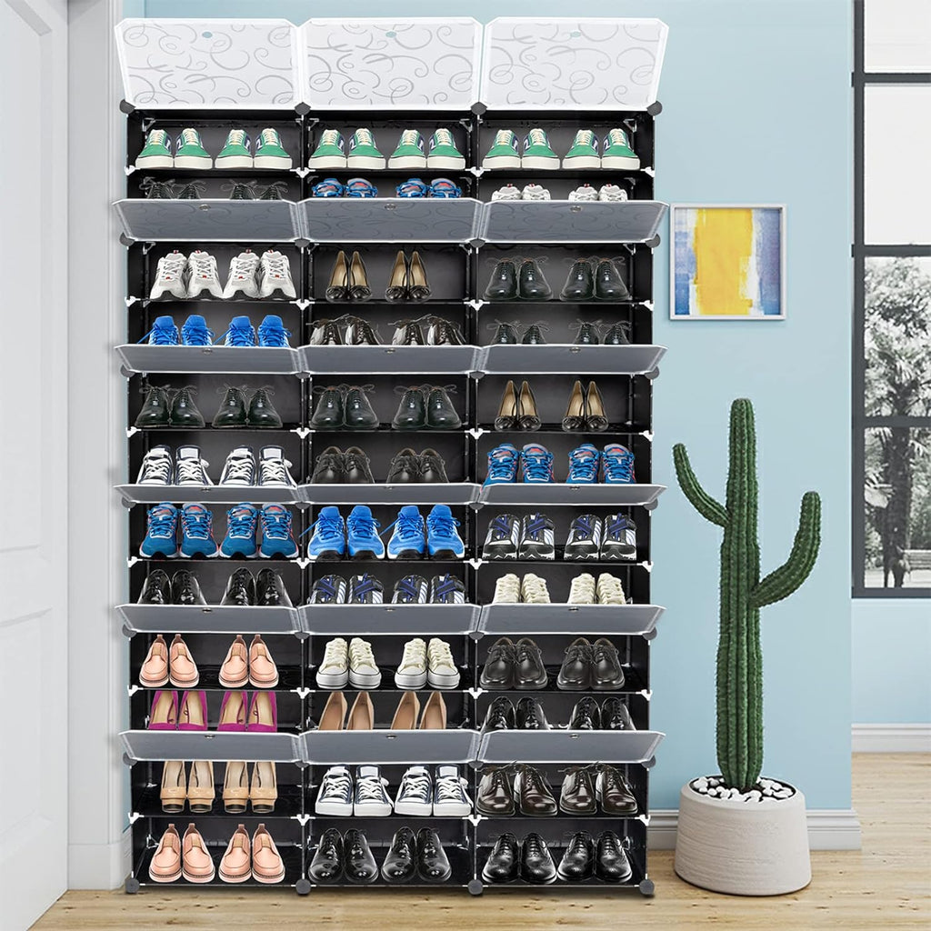 Portable 72 Pair Shoe Rack Organizer Tower Shelf Black k7