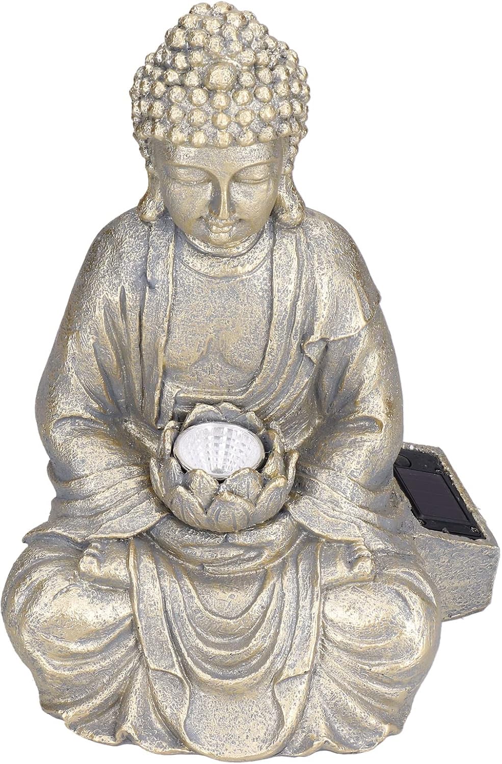 Solar Powered Buddha Garden Statue Zen Sculpture Outdoor Decor K7m