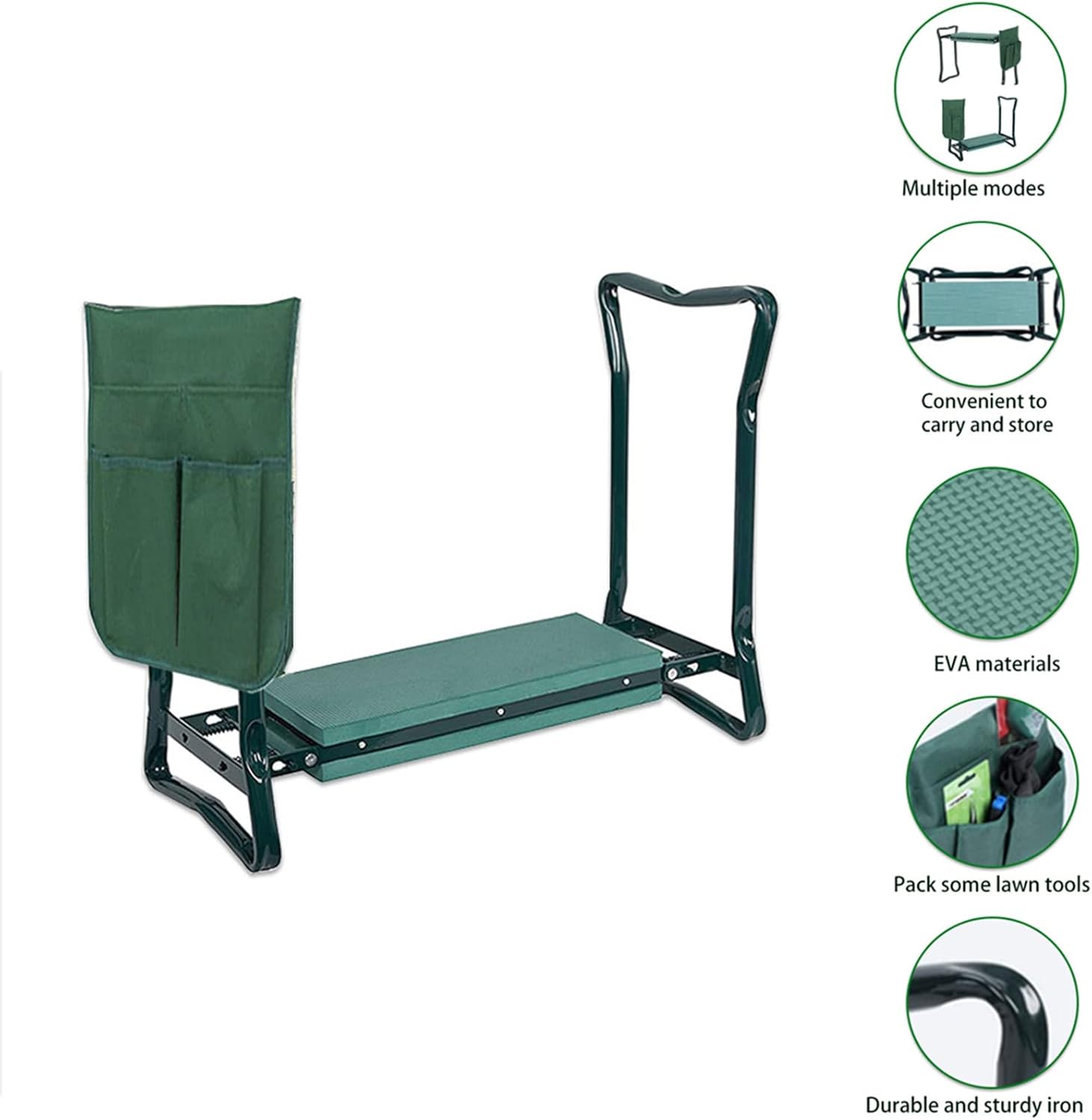 Garden Kneeler Seat Stool with Tool Bag Pouch K7m