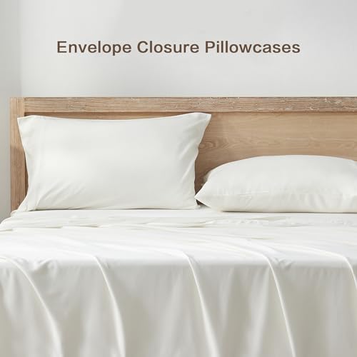Queen Sheets Set, Cooling Bamboo Bedding, Deep Pocket, Dark Green K7