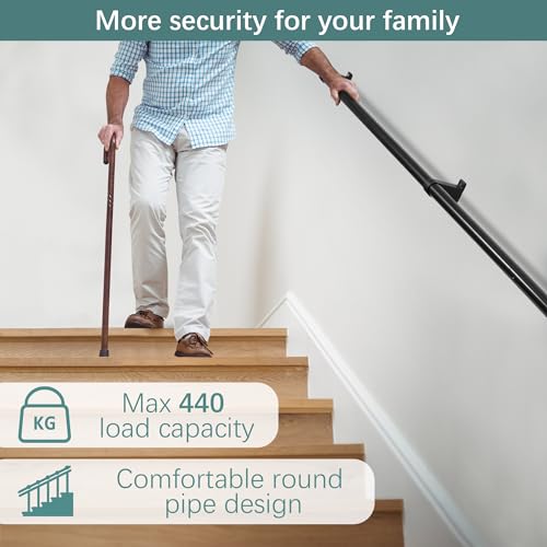 Stair Handrail Kit 6ft Aluminum Indoor Outdoor 4k