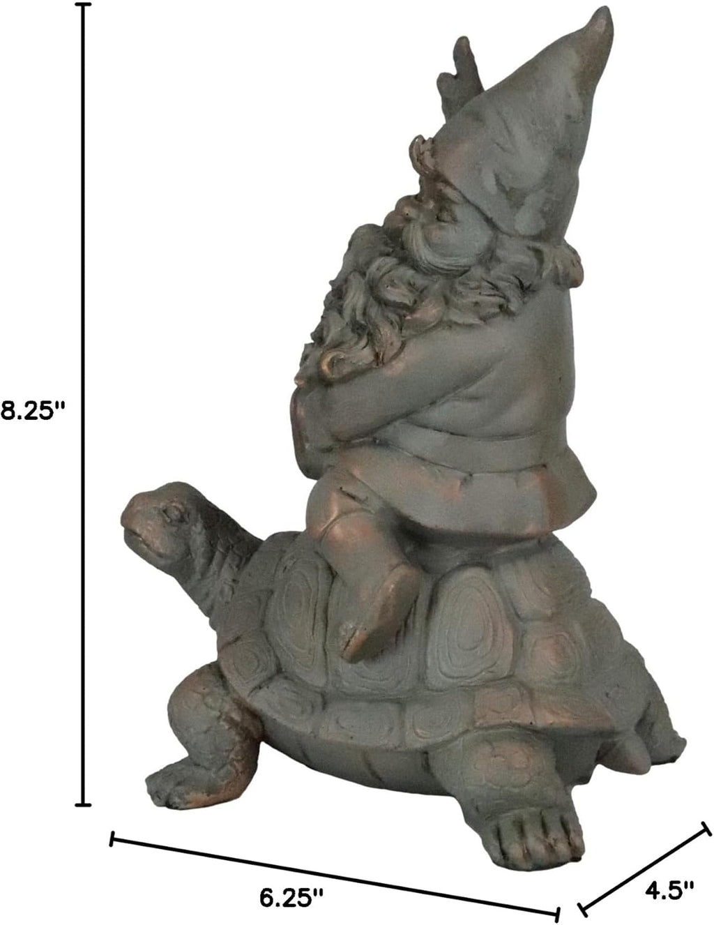 Gnome Sitting On Tortoise Figurine Garden Decor k7