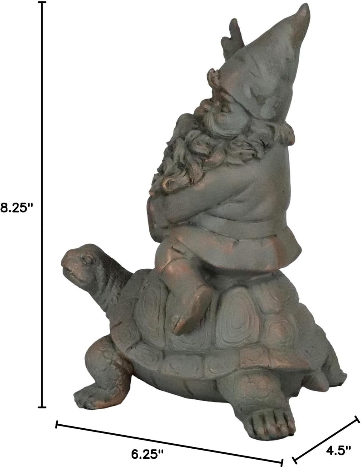 Gnome Sitting On Tortoise Figurine Garden Decor k7