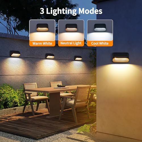 Solar Fence Lights Outdoor Waterproof 6 Pack 3 Modes Auto On Off Deck Wall Patio k7