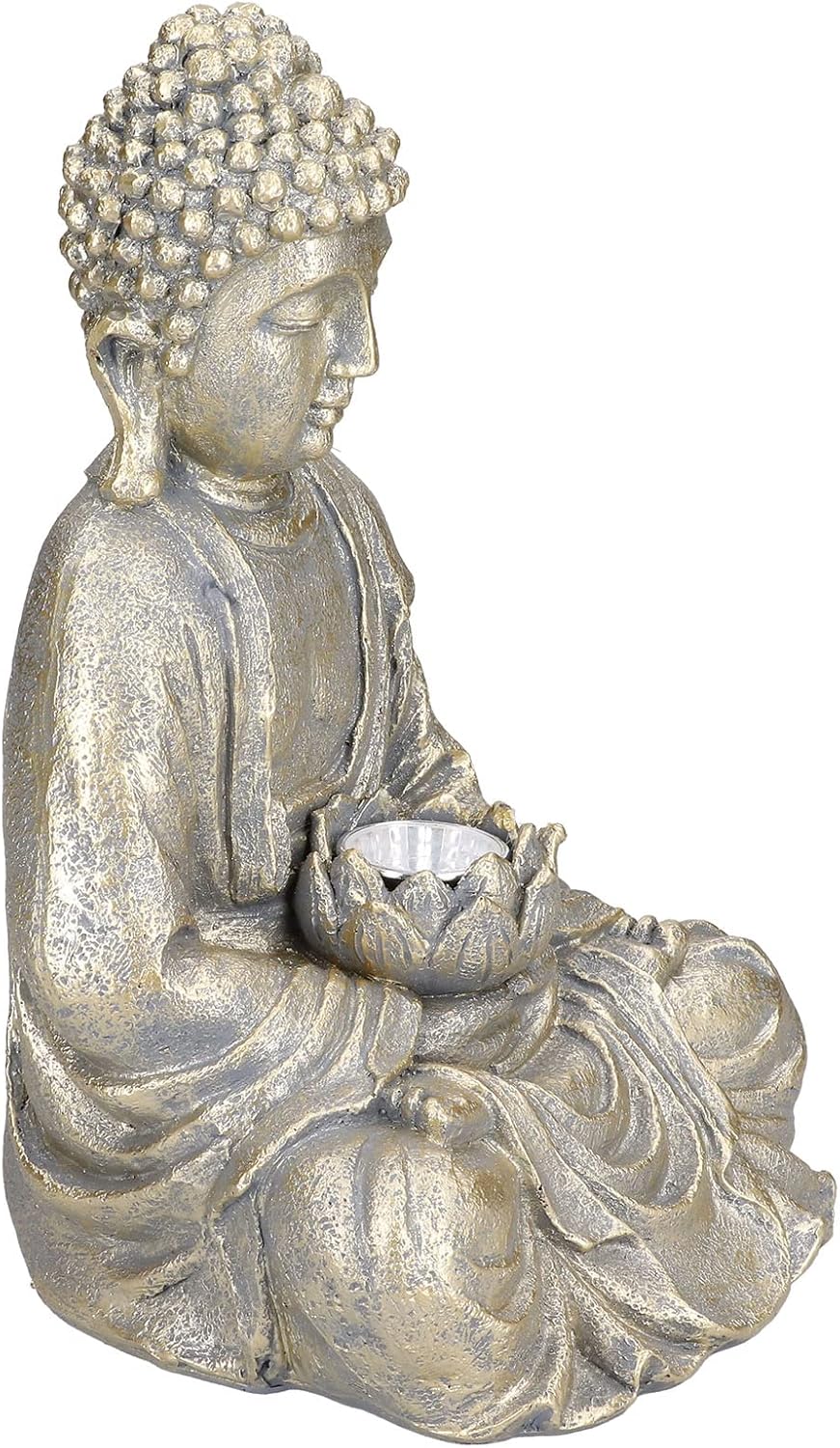 Solar Powered Buddha Garden Statue Zen Sculpture Outdoor Decor K7m