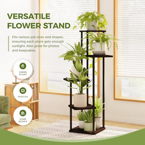 4 Tier Plant Stand Indoor Metal Shelf Black k7