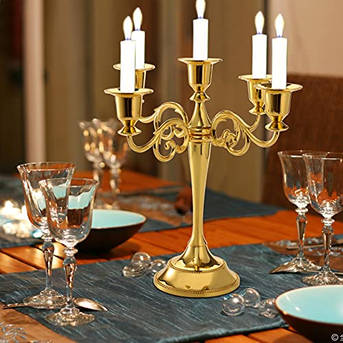 Gold 5 Arms Candelabra Metal Tall Holder for Pillar Candles A7