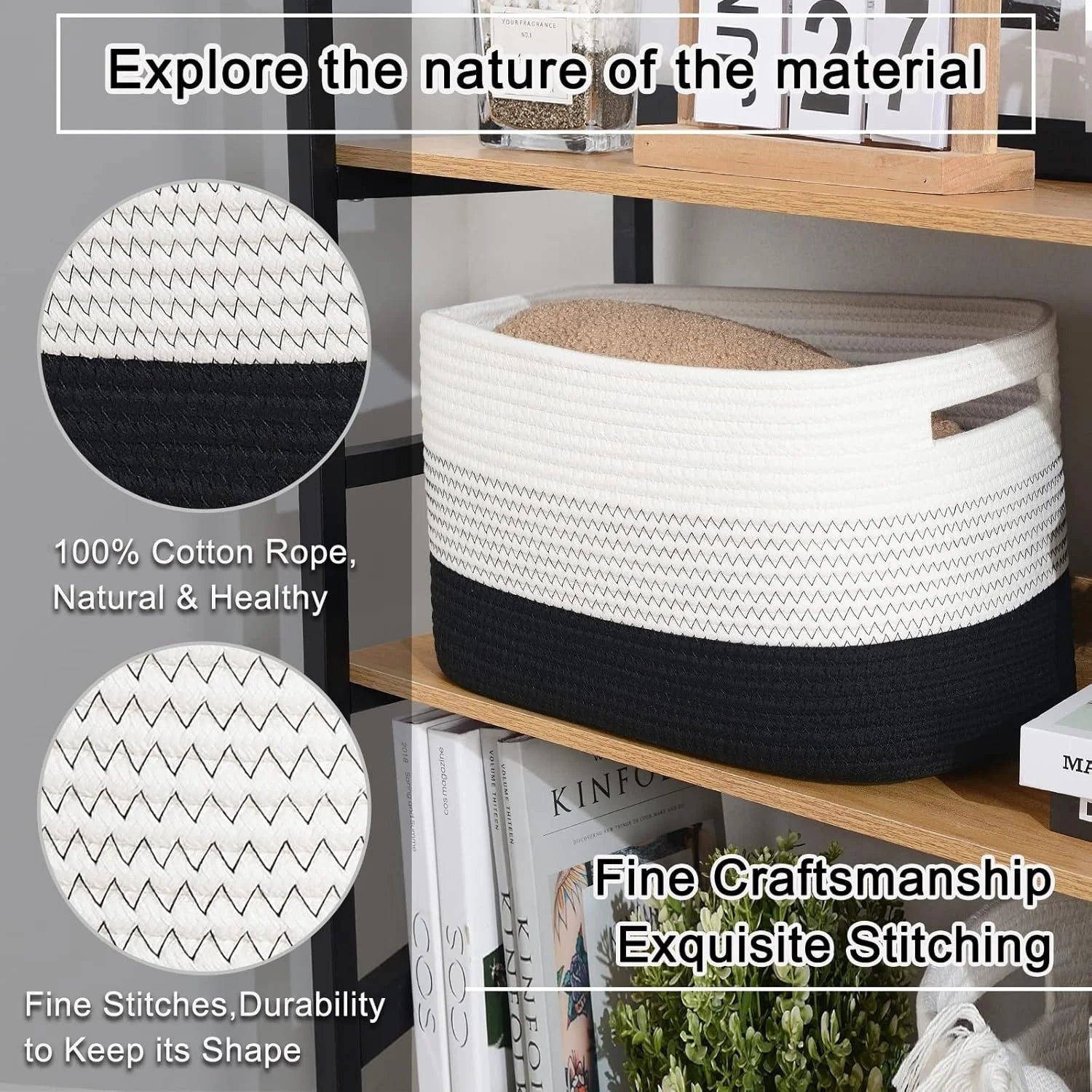 Woven Cotton Rope Storage Basket for Toys & Towels k7