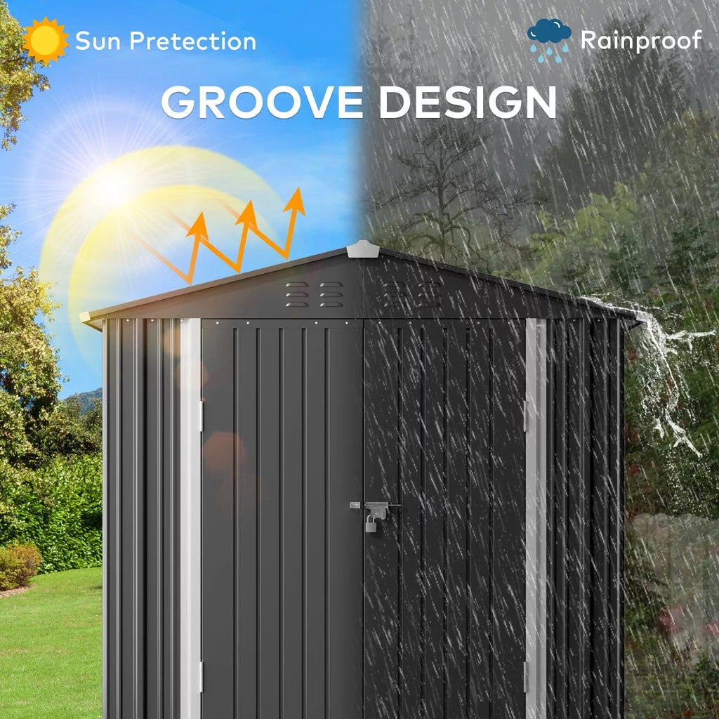 Outdoor Storage Shed with Metal Base Frame and Lockable Doors 7k