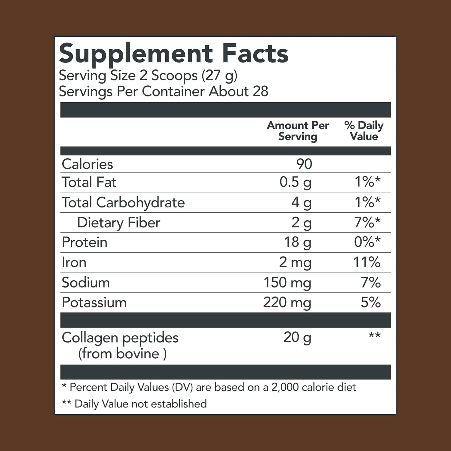 Chocolate Collagen Powder Supplement for Skin Hair Nail Joint, 27g per Serving, 26.8 oz Canister Pack of 2 k7