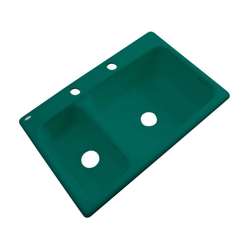Thermocast Wyndham Drop-In Acrylic 33 in. 2-Hole Double Bowl Kitchen Sink in Verde 42242