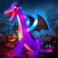 8FT Halloween Inflatables Dragon Decorations with Built-in LED Lights, Blow Up Yard Decor for Halloween Outdoor Lawn Garden Holiday Party