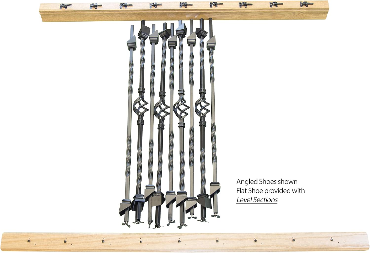 Stair Rail Section Kit Black Metal Balusters Double Twist Single Basket Rake 7' 6" K9