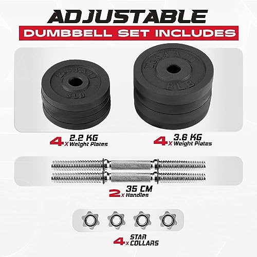 Adjustable Dumbbell Set with Weight Plates 4x