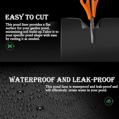 Pond Liner 20 Mil HDPE for Outdoor Fish Pond 10x13ft a7