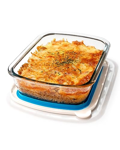 3 QT Rectangle Glass Baking Dish with Lid, 9x11-Inch Glass Pan for Cooking, LARGE and DEEP Baking Dish for Oven