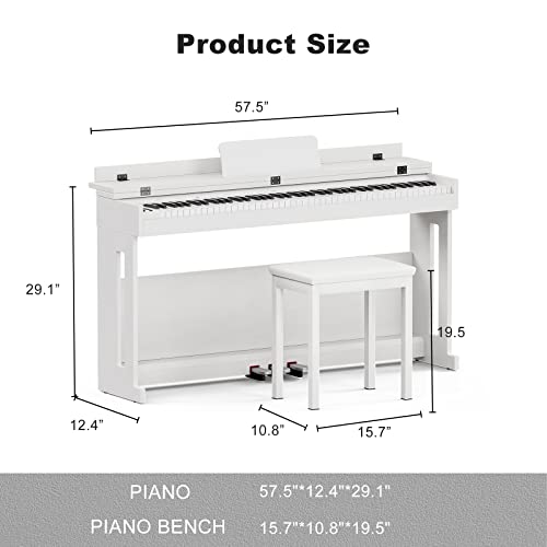 88 Key Weighted Digital Piano with Bench, Full Size Hammer Action, Black k7p