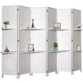 Room Divider with Shelves, Room Dividers and Folding Privacy Screens, Divider for Room Separation Partition Room Dividers, 16" Folding Screen 6FT Room Divider Wall 6 Panel, Natural