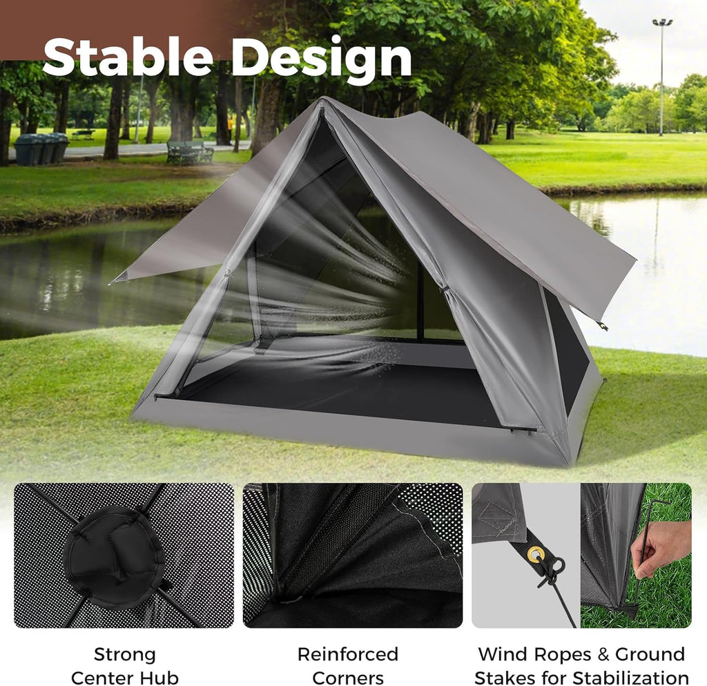 Pop Up Camping Tent for 2-3 Person, See-Through with Rainfly A7