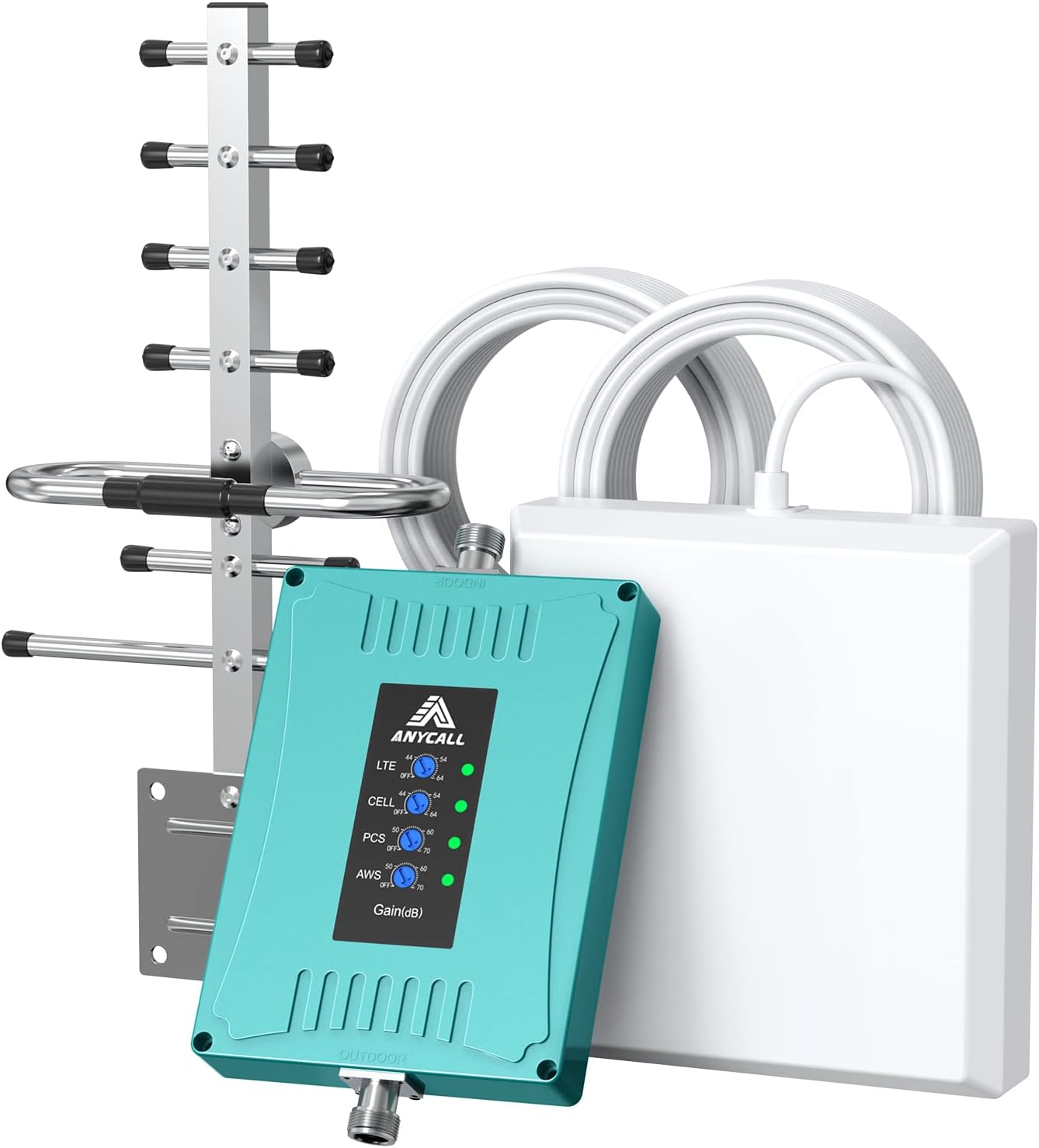 ANYCALL Cell Phone Signal Booster for Home/Office|Metal Body|Band 2 4 5 12 13 17 Boosts Voice Data 4G LTE & 5G up to 4,500 sq ft for All U.S. Carriers - Verizon, AT&T, T-Mobile & More|FCC Approved