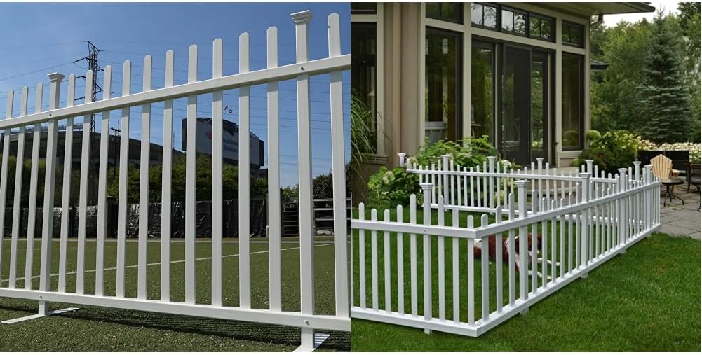 Zippity 42" H x 92" W Lightweight Portable Vinyl Picket Fence Kit w/Metal Base and 30" x 56.5" No Dig Madison Vinyl Picket Fence, 2 Panels