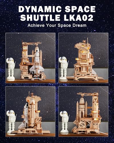3D Space Shuttle Wooden Puzzle DIY Model with Lighting A7