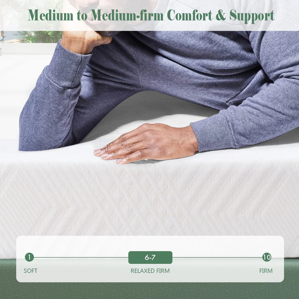 Queen Mattress 10 Inch Cooling Gel Memory Foam Medium Firm A7