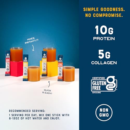Bone Broth Instant Powdered Beverage Mix, Chicken & Beef Variety Pack 32 Sticks a7