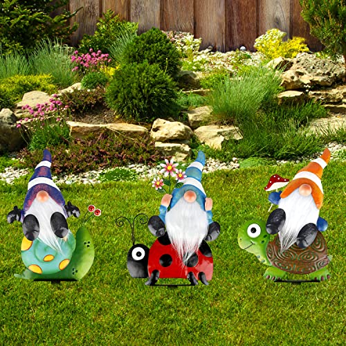 Garden Gnome Stakes Outdoor Metal Decor 4 Pack k7