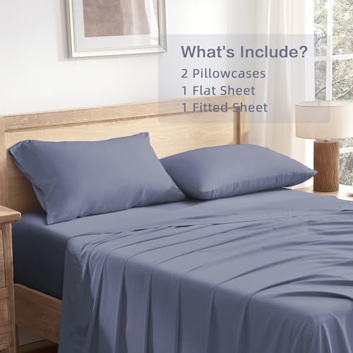 Queen Sheets Set, Cooling Bamboo Bedding, Deep Pocket, Dark Green K7