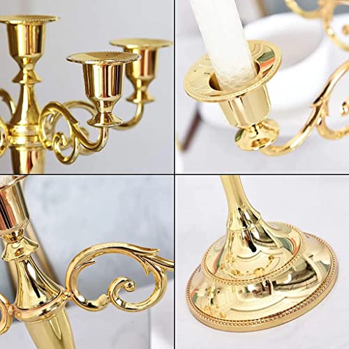Gold 5 Arms Candelabra Metal Tall Holder for Pillar Candles A7