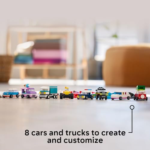 Building Brick Vehicle Set with Ice Cream Truck and Police Car Toy k7