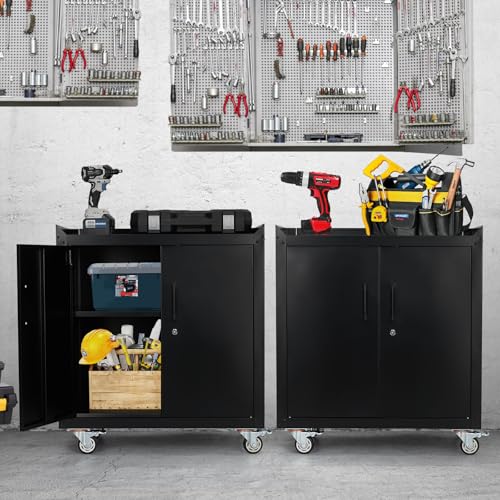 Lockable Metal Tool Cabinet with Wheels A7