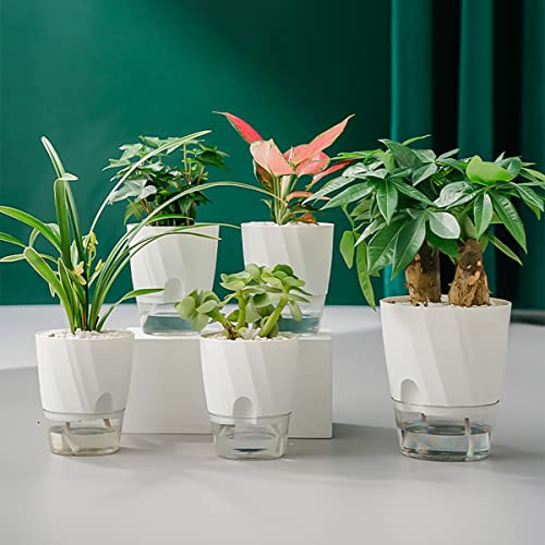 Self Watering Planters 6 Inch for Indoor Plants White a7