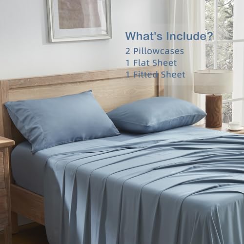 Queen Sheets Set, Cooling Bamboo Bedding, Deep Pocket, Dark Green K7